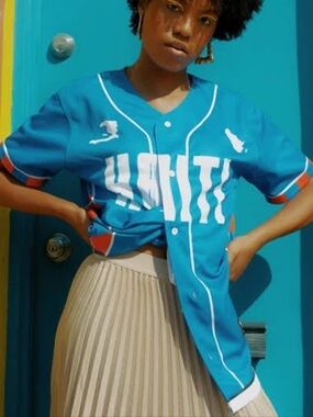 Haitian Royal Blue Baseball Jersey Custom Made by Mizizi - Men's Large